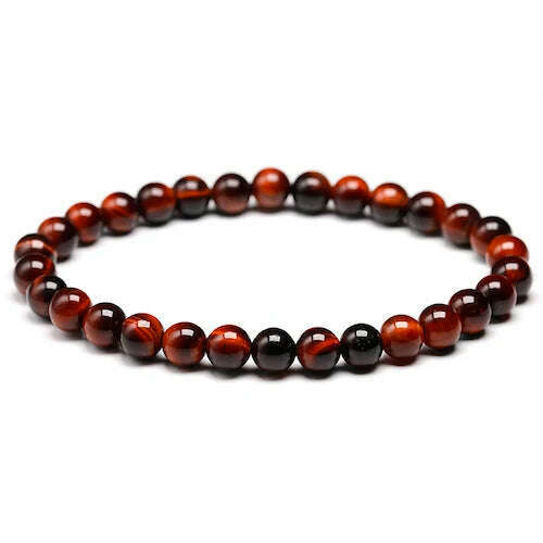 KIMLUD, Natural Stone Beads Red Tiger Eye Bracelet Strand Beaded Mens Buddha Bracelet For Women Male Yoga Handmade Jewelry, Beads 6mm / 16cm 6.3inch, KIMLUD Womens Clothes