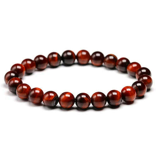KIMLUD, Natural Stone Beads Red Tiger Eye Bracelet Strand Beaded Mens Buddha Bracelet For Women Male Yoga Handmade Jewelry, Beads 8mm / 24cm 9.5inch, KIMLUD Womens Clothes