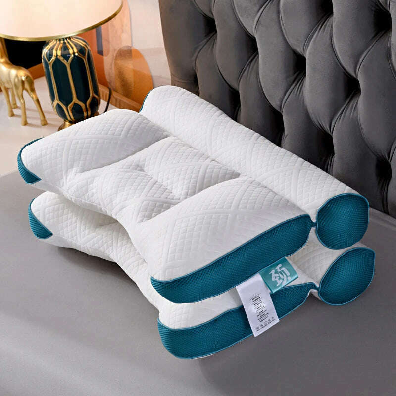 KIMLUD, Natural Latex Particles Pillow 3D Neck Shoulder Support Head Pillow Cushion Low Rebound Pillow Hollow Soft Cervical Support, KIMLUD Womens Clothes