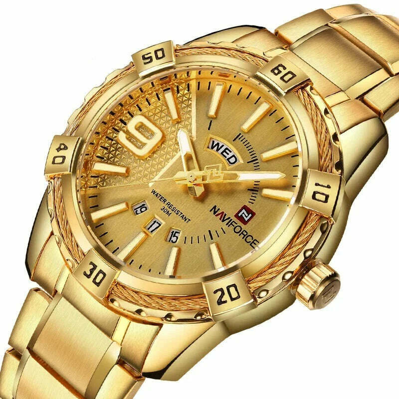 KIMLUD, NAVIFORCE Luxury Brand Men&#39;s WristWatch Original Fashion Quartz Classic Watches For Men Waterproof Business Steel Band Clock Man, KIMLUD Womens Clothes