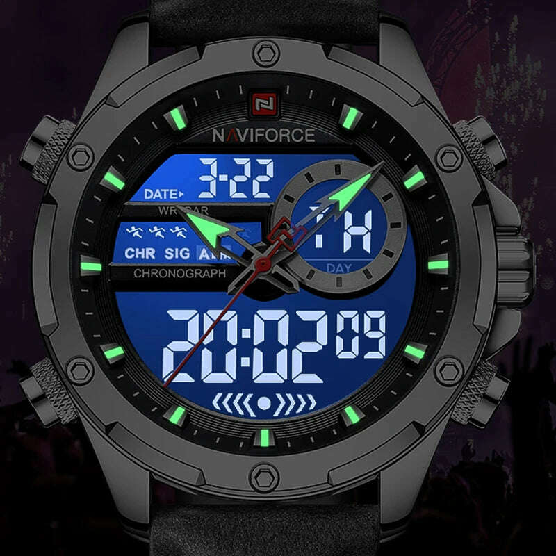 KIMLUD, NAVIFORCE Military Watches for Men Fashion Sport Chronograph Alarm Wristwatch Waterproof Quartz Big Clock Digital Male Watch, KIMLUD Womens Clothes