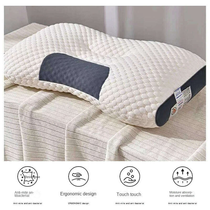 Neck Pillows New 3D SPA Massage Pillow Partition To Help Sleep and Protect The Neck Pillow Knitted Cotton Pillow Bedding - KIMLUD