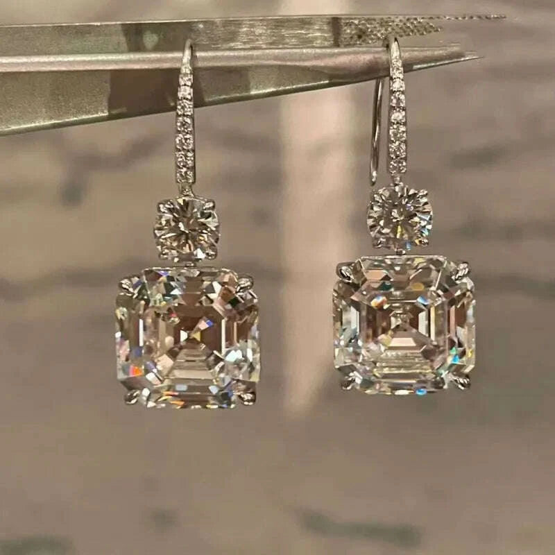 Necklace Earrings Ring Set - Asscher Cut - Zircon | KIMLUD