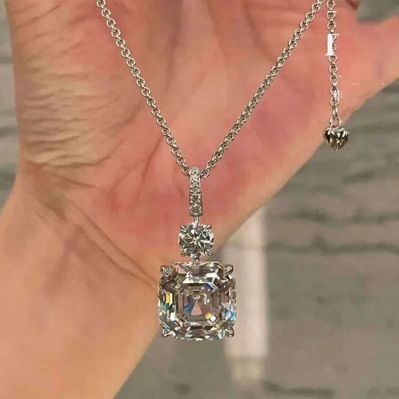 Necklace Earrings Ring Set - Asscher Cut - Zircon | KIMLUD