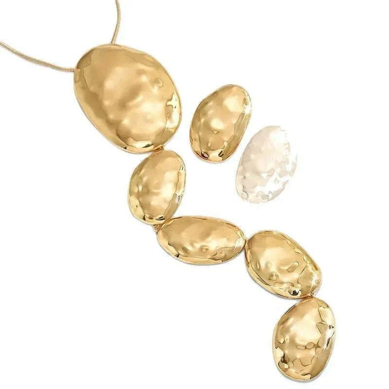 Necklaces Oval Stud Y Necklace Zinc Alloy Silver | KIMLUD