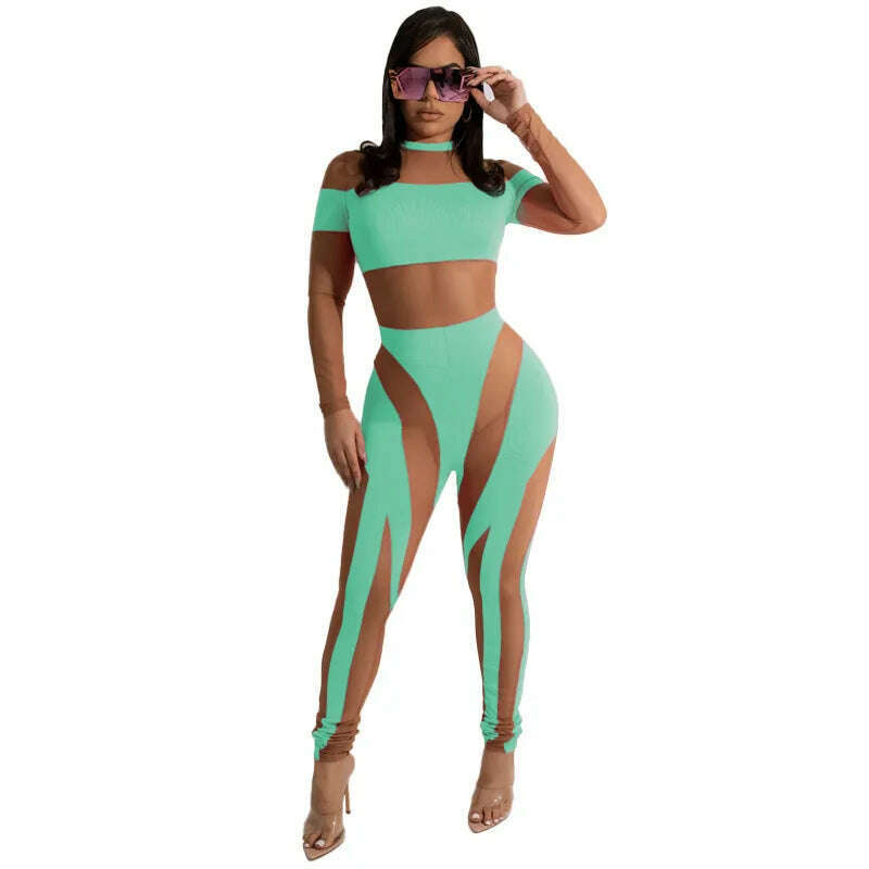 KIMLUD, Neon Color Rompers Women Sexy Sheer Mesh See Through Skinny Jumpsuits 2022 Summer Sleeveless Night Club Party One Piece Overalls, Light Grey / S / United States, KIMLUD APPAREL - Womens Clothes