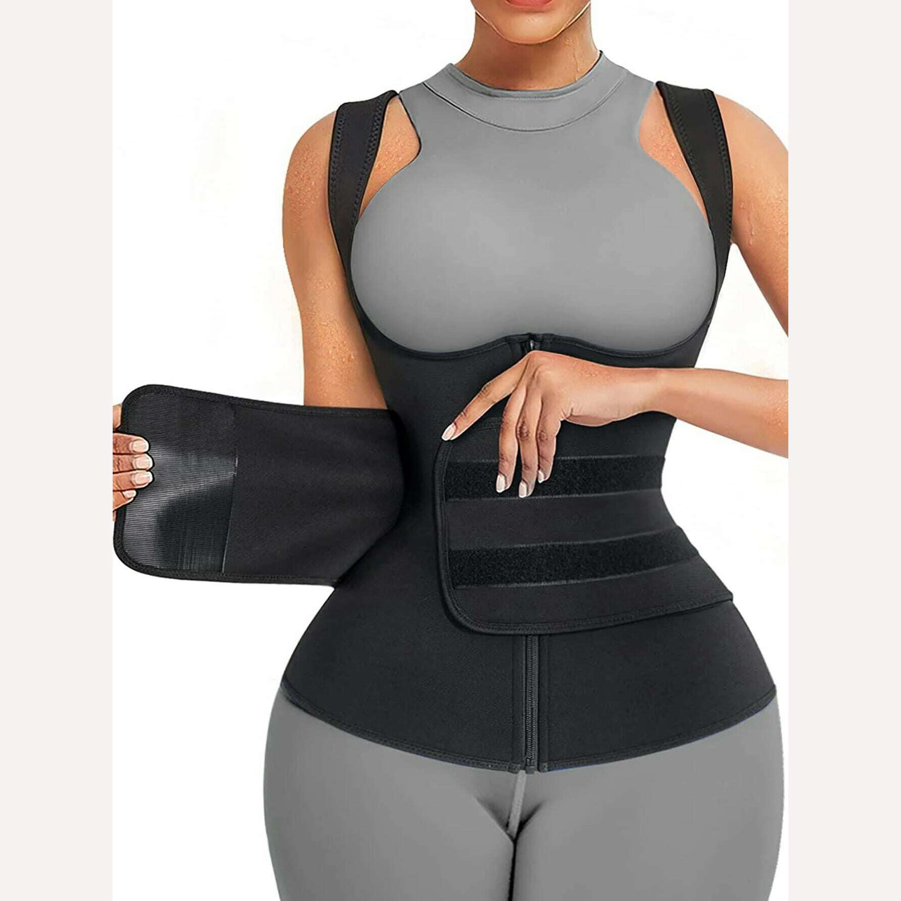 KIMLUD, Neoprene Sauna Suit for Women Sauna Sweat Vest Waist Trainer adjustable Belts, KIMLUD Womens Clothes