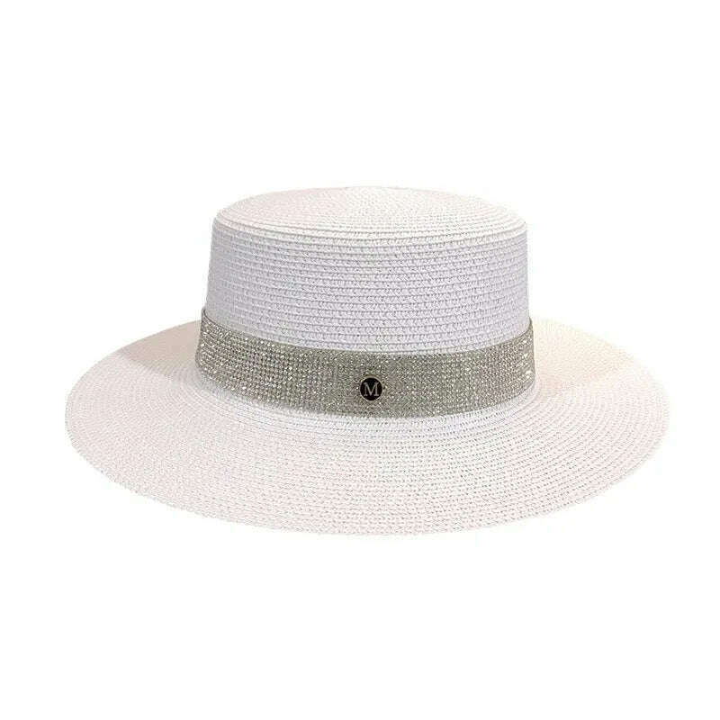 Net celebrity sun-shading flat straw hat women summer fedora hat travel on the beach and beach vacation sunscreen hat панама - KIMLUD