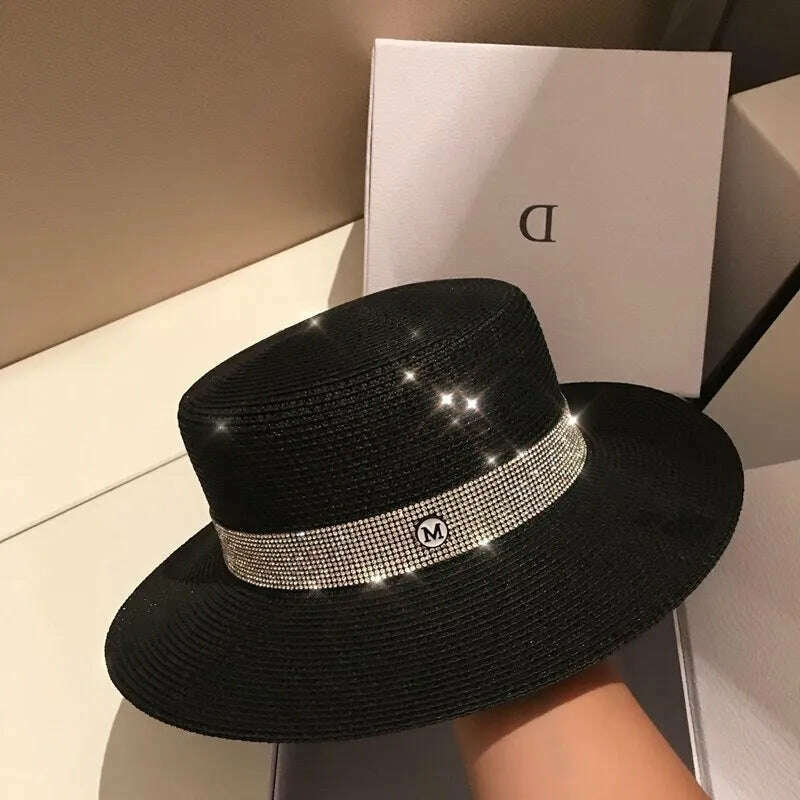 Net celebrity sun-shading flat straw hat women summer fedora hat travel on the beach and beach vacation sunscreen hat панама - KIMLUD