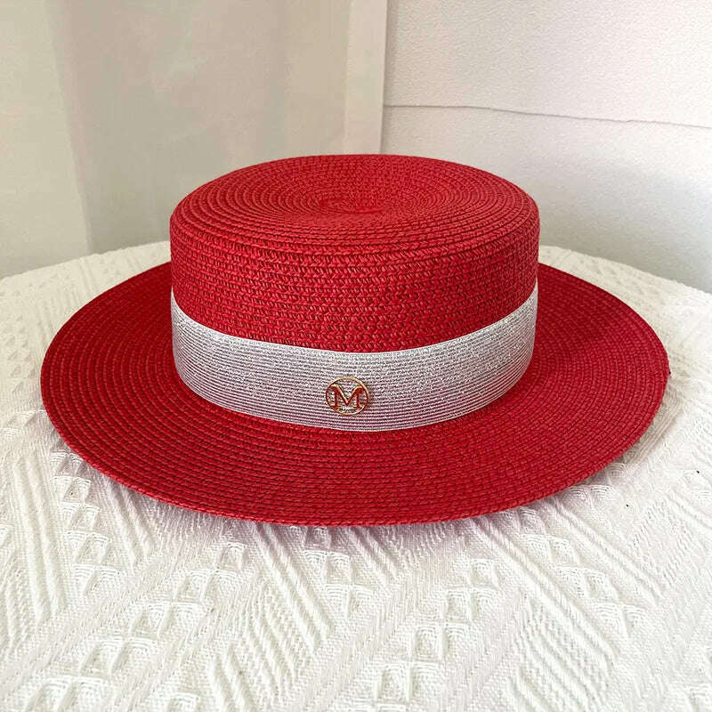 Net celebrity sun-shading flat straw hat women summer fedora hat travel on the beach and beach vacation sunscreen hat панама - KIMLUD