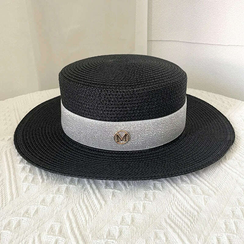 Net celebrity sun-shading flat straw hat women summer fedora hat travel on the beach and beach vacation sunscreen hat панама - KIMLUD