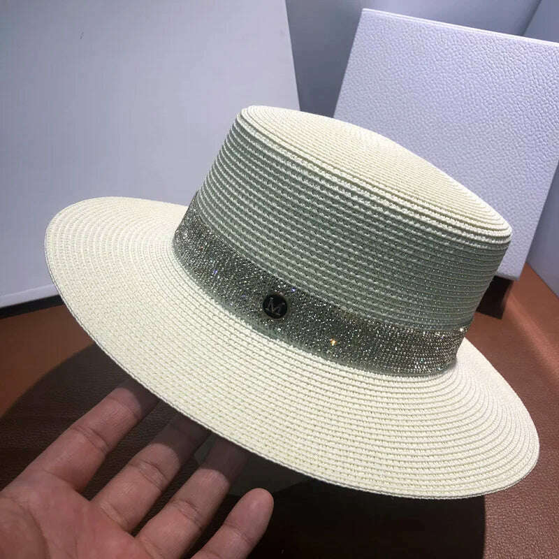 Net celebrity sun-shading flat straw hat women summer fedora hat travel on the beach and beach vacation sunscreen hat панама - KIMLUD