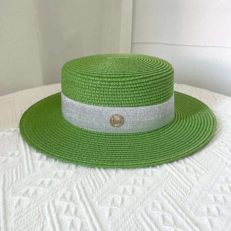 Net celebrity sun-shading flat straw hat women summer fedora hat travel on the beach and beach vacation sunscreen hat панама - KIMLUD