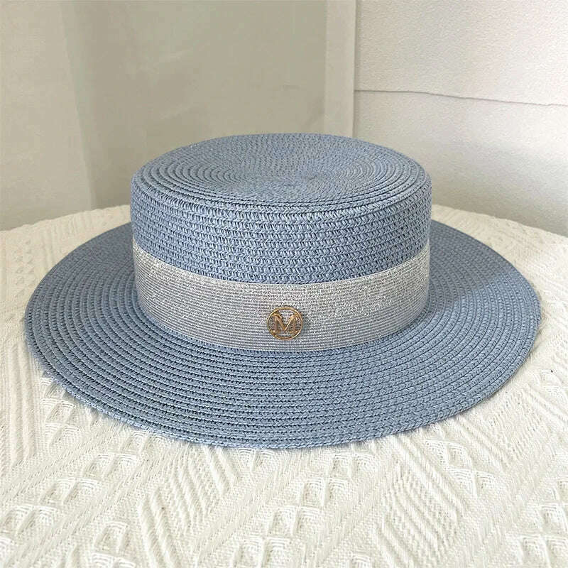 Net celebrity sun-shading flat straw hat women summer fedora hat travel on the beach and beach vacation sunscreen hat панама - KIMLUD