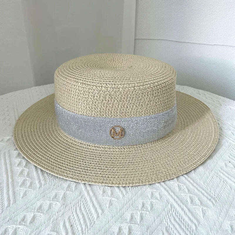 Net celebrity sun-shading flat straw hat women summer fedora hat travel on the beach and beach vacation sunscreen hat панама - KIMLUD