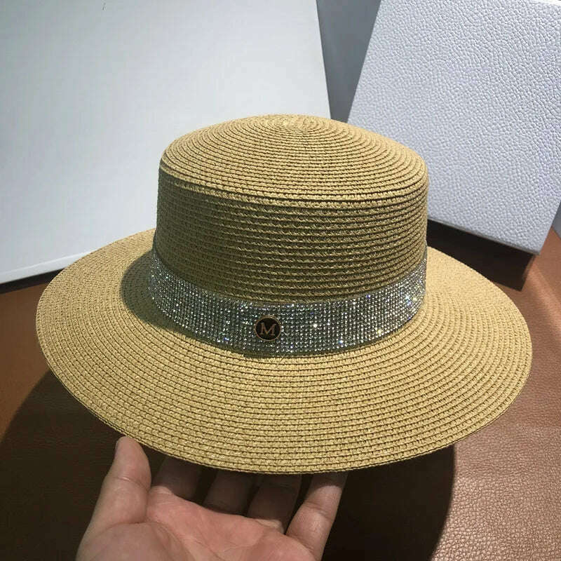Net celebrity sun-shading flat straw hat women summer fedora hat travel on the beach and beach vacation sunscreen hat панама - KIMLUD