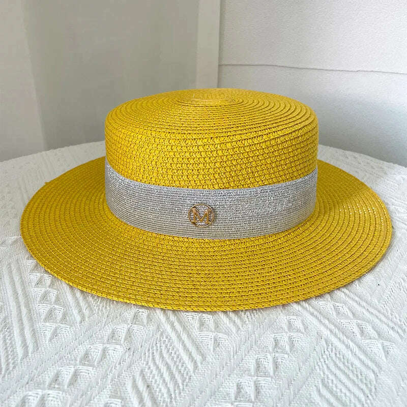 Net celebrity sun-shading flat straw hat women summer fedora hat travel on the beach and beach vacation sunscreen hat панама - KIMLUD