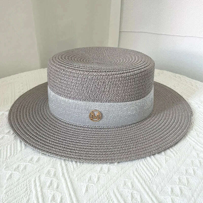 Net celebrity sun-shading flat straw hat women summer fedora hat travel on the beach and beach vacation sunscreen hat панама - KIMLUD