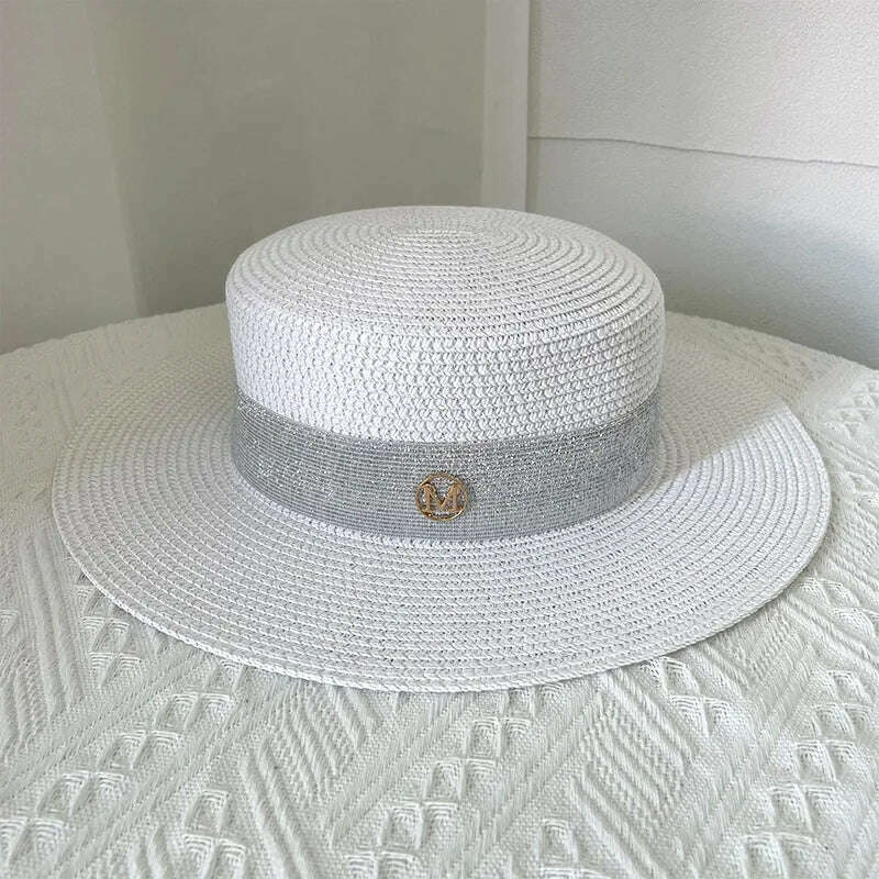 Net celebrity sun-shading flat straw hat women summer fedora hat travel on the beach and beach vacation sunscreen hat панама - KIMLUD