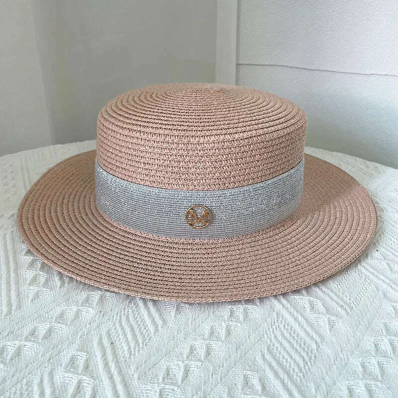 Net celebrity sun-shading flat straw hat women summer fedora hat travel on the beach and beach vacation sunscreen hat панама - KIMLUD
