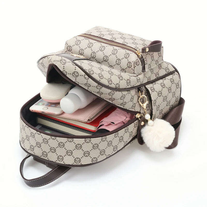 KIMLUD, New 2023 backpack waterproof large capacity leather women's bag fashion women's Korean version, KIMLUD Womens Clothes