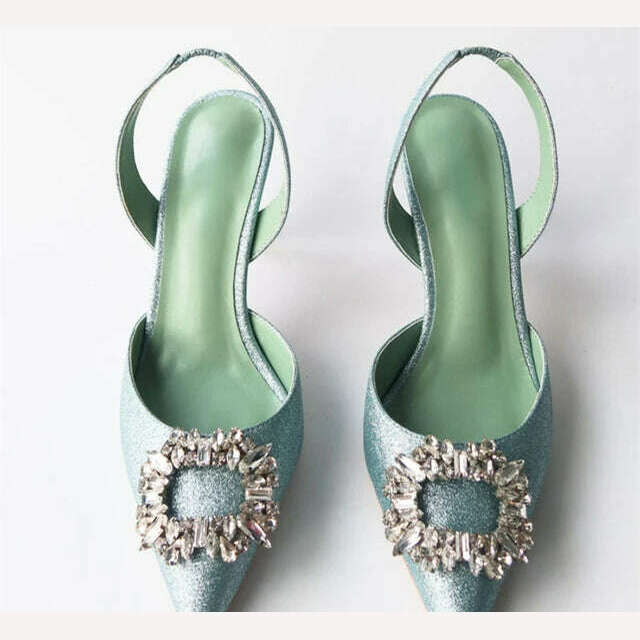 KIMLUD, New 2023 Pointed Rhinestone High Heels In Autumn and Fashionable Women's Middle Heel Sandals In Summer, Flash Silver (9cm) / 35, KIMLUD APPAREL - Womens Clothes
