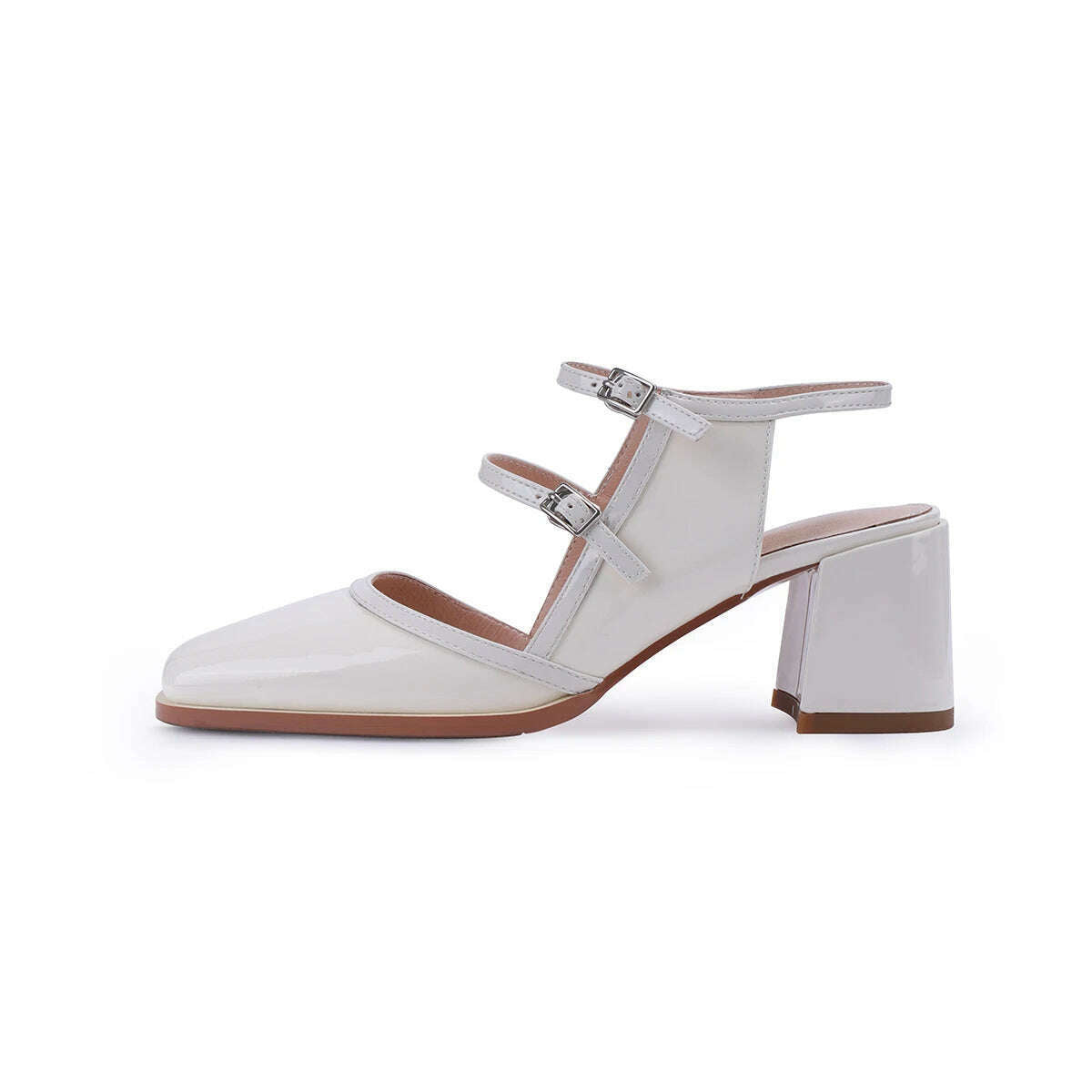 New 2023 Summer Sandles Women Square Toe Thick Heel French Retro Women Shoes Buckle 6cm High Heel Party Sandals Shoes for Women - KIMLUD