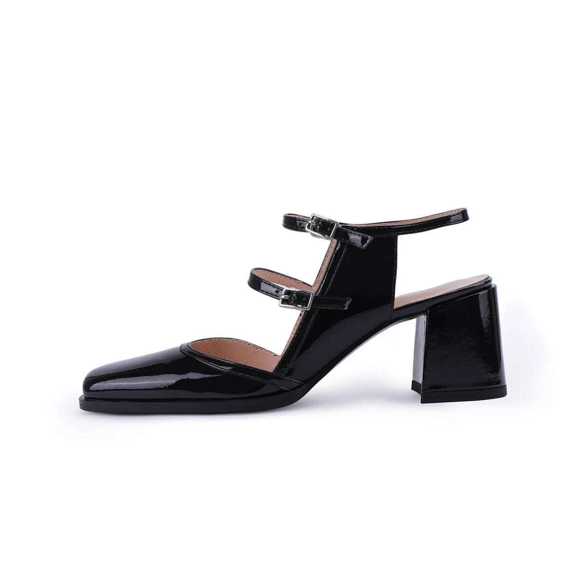 New 2023 Summer Sandles Women Square Toe Thick Heel French Retro Women Shoes Buckle 6cm High Heel Party Sandals Shoes for Women - KIMLUD