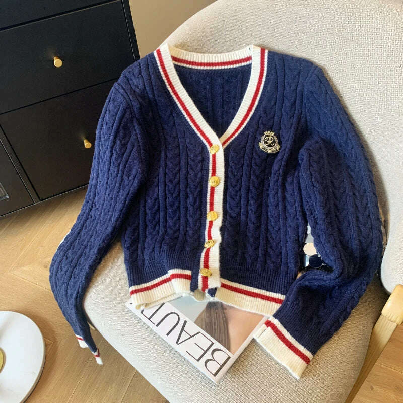 KIMLUD, New 2024 Autumn Winter Cashmere Top Women V Neck Pullover Warm Knitwear Jumper Woman Clothes Twist Outwear Knited Tops Women, One Size / Navy Blue, KIMLUD APPAREL - Womens Clothes