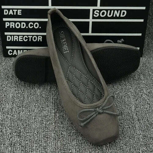 KIMLUD, New 2024 Women's Flat Shoes Suede Leather Ladies Loafers Casual Ballerinas Moccasins Driving Shoes Large Size EU 35-42, Gray / 35, KIMLUD Womens Clothes