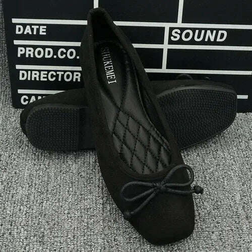 New 2024 Women's Flat Shoes Suede Leather Ladies Loafers Casual Ballerinas Moccasins Driving Shoes Large Size EU 35-42 - KIMLUD