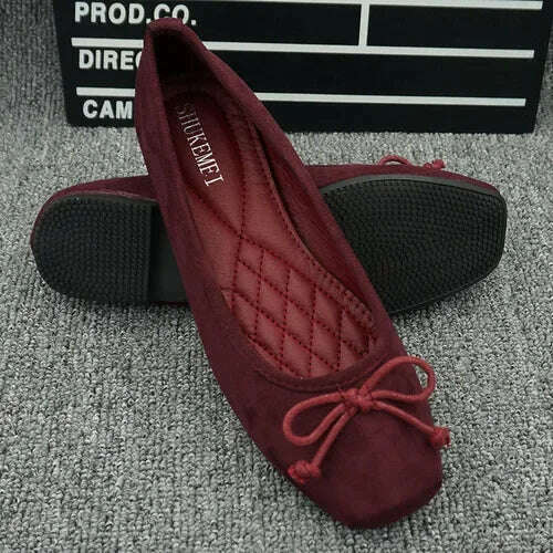 KIMLUD, New 2024 Women's Flat Shoes Suede Leather Ladies Loafers Casual Ballerinas Moccasins Driving Shoes Large Size EU 35-42, Red / 42, KIMLUD Womens Clothes