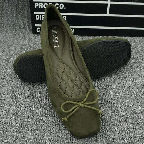 KIMLUD, New 2024 Women's Flat Shoes Suede Leather Ladies Loafers Casual Ballerinas Moccasins Driving Shoes Large Size EU 35-42, Green / 42, KIMLUD Womens Clothes