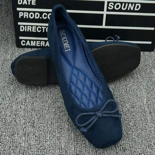 KIMLUD, New 2024 Women's Flat Shoes Suede Leather Ladies Loafers Casual Ballerinas Moccasins Driving Shoes Large Size EU 35-42, Blue / 42, KIMLUD Womens Clothes