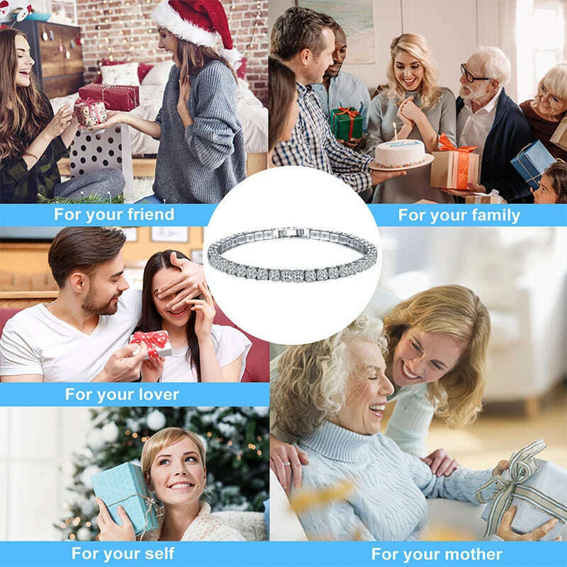 New 925 Sterling Silver Hip Hop Fashion Women's Tennis Bracelet Rose Gold Shining Cubic zirconia Bracelet Wedding Jewelry Gift - KIMLUD