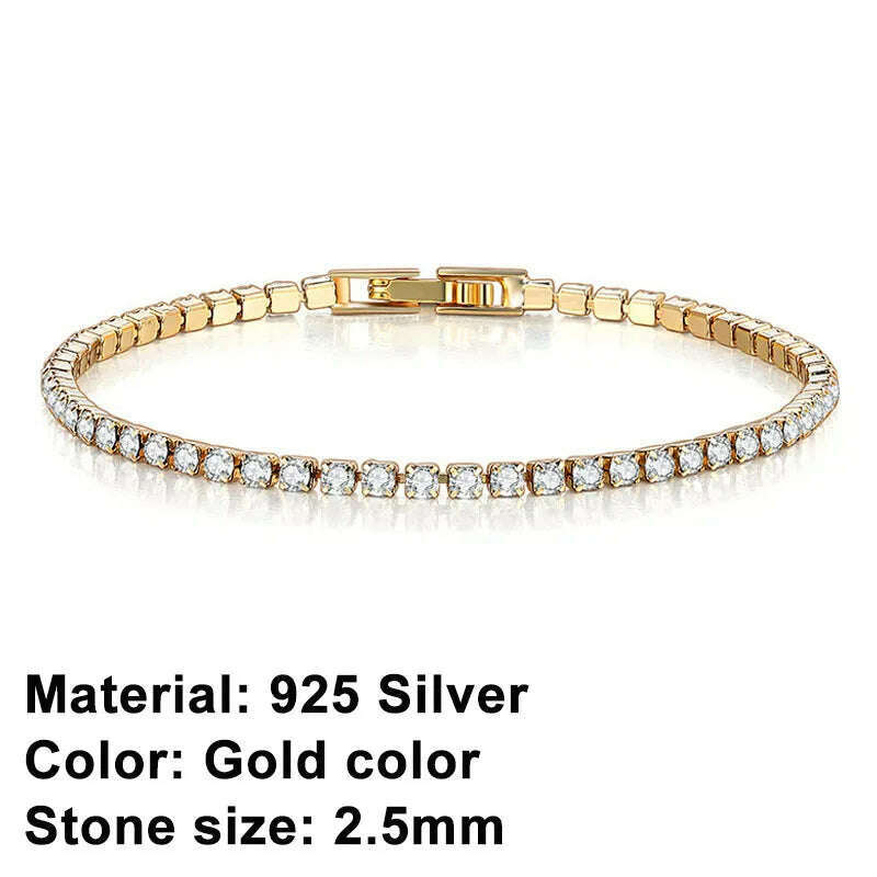 New 925 Sterling Silver Hip Hop Fashion Women's Tennis Bracelet Rose Gold Shining Cubic zirconia Bracelet Wedding Jewelry Gift - KIMLUD