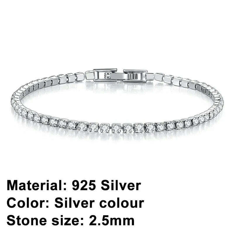 New 925 Sterling Silver Hip Hop Fashion Women's Tennis Bracelet Rose Gold Shining Cubic zirconia Bracelet Wedding Jewelry Gift - KIMLUD
