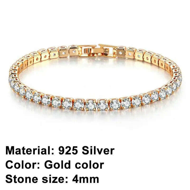 New 925 Sterling Silver Hip Hop Fashion Women's Tennis Bracelet Rose Gold Shining Cubic zirconia Bracelet Wedding Jewelry Gift - KIMLUD