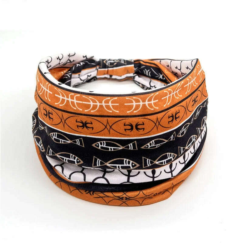 KIMLUD, New African Pattern Print Wide Headband for Women Twist Style Hair Bandanas Head Wrap Elastic Headwear Turban Girls Accessories, 5, KIMLUD APPAREL - Womens Clothes
