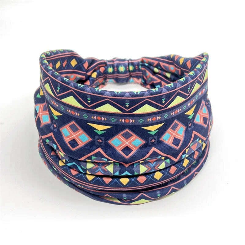KIMLUD, New African Pattern Print Wide Headband for Women Twist Style Hair Bandanas Head Wrap Elastic Headwear Turban Girls Accessories, 2, KIMLUD APPAREL - Womens Clothes