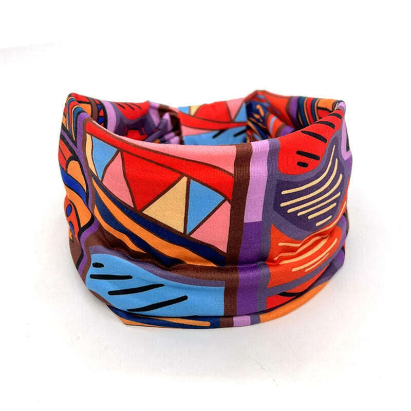 KIMLUD, New African Pattern Print Wide Headband for Women Twist Style Hair Bandanas Head Wrap Elastic Headwear Turban Girls Accessories, 15, KIMLUD APPAREL - Womens Clothes