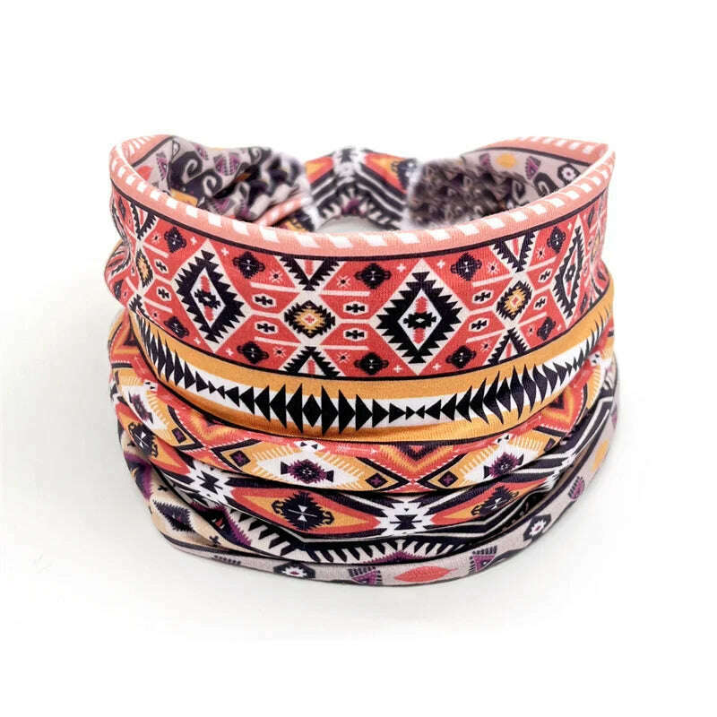 KIMLUD, New African Pattern Print Wide Headband for Women Twist Style Hair Bandanas Head Wrap Elastic Headwear Turban Girls Accessories, 1, KIMLUD APPAREL - Womens Clothes