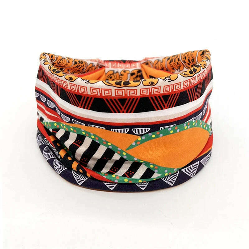 KIMLUD, New African Pattern Print Wide Headband for Women Twist Style Hair Bandanas Head Wrap Elastic Headwear Turban Girls Accessories, 16, KIMLUD APPAREL - Womens Clothes