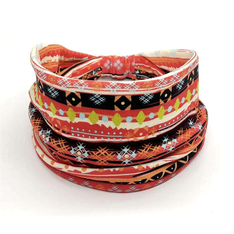 KIMLUD, New African Pattern Print Wide Headband for Women Twist Style Hair Bandanas Head Wrap Elastic Headwear Turban Girls Accessories, 7, KIMLUD APPAREL - Womens Clothes