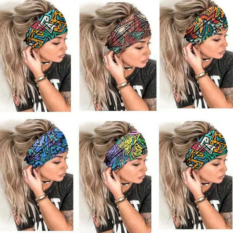 KIMLUD, New African Pattern Print Wide Headband for Women Twist Style Hair Bandanas Head Wrap Elastic Headwear Turban Girls Accessories, KIMLUD Womens Clothes