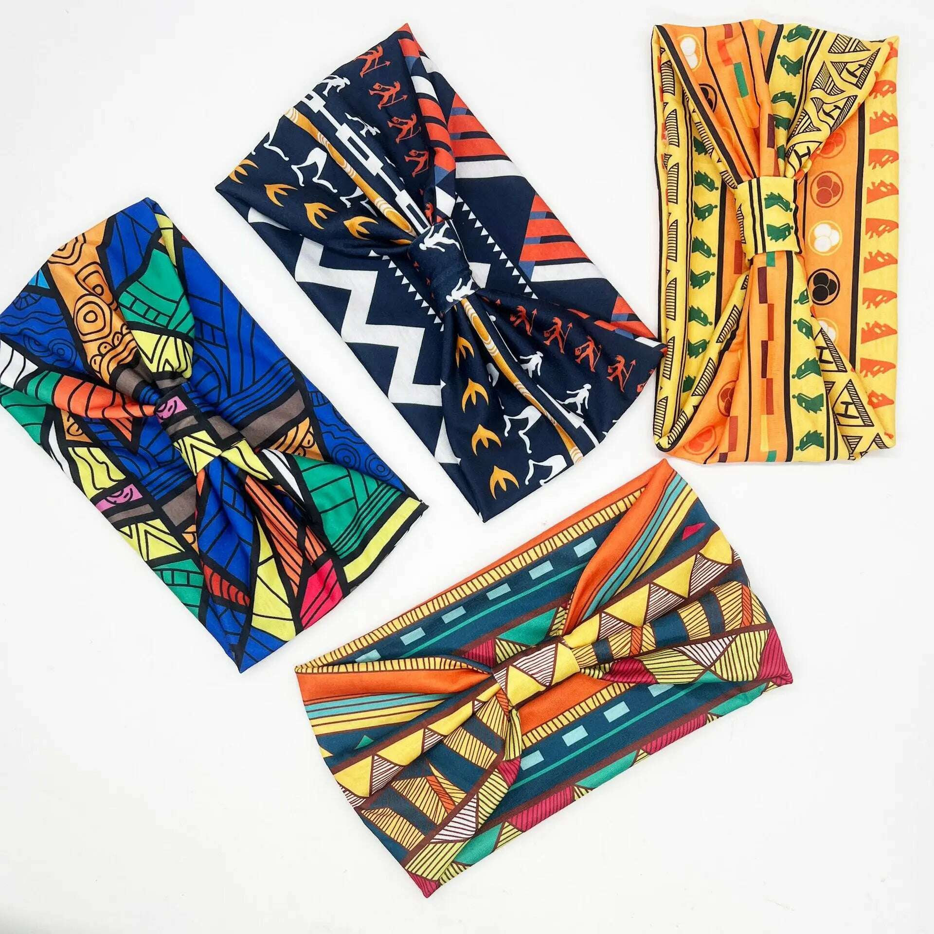 KIMLUD, New African Pattern Print Wide Headband for Women Twist Style Hair Bandanas Head Wrap Elastic Headwear Turban Girls Accessories, KIMLUD Womens Clothes