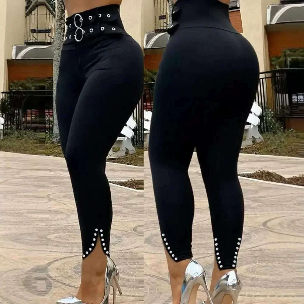 KIMLUD, New Arrival High-Waisted Side Slit Pants European and American E-commerce Fast Selling Amazon Best Seller Small Foot Pants, KIMLUD Womens Clothes