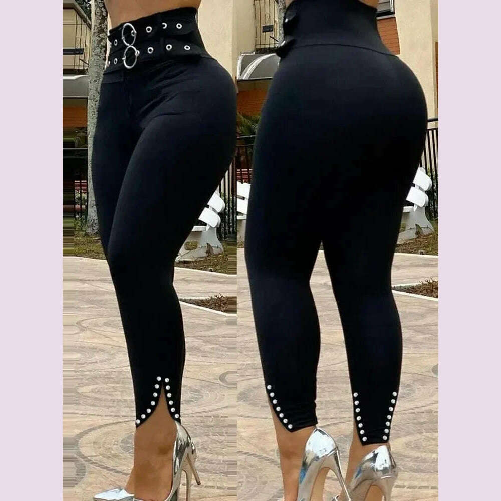 KIMLUD, New Arrival High-Waisted Side Slit Pants European and American E-commerce Fast Selling Amazon Best Seller Small Foot Pants, XL / black, KIMLUD APPAREL - Womens Clothes