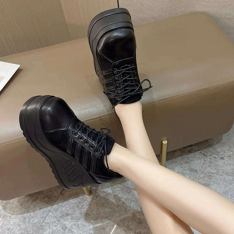 KIMLUD, New Brand Punk Street Fashion Gothic Style Girls Cosplay Platform 10CM High Heels Sneakers Wedges Shoes Woman Pumps Big Size 43, KIMLUD Womens Clothes