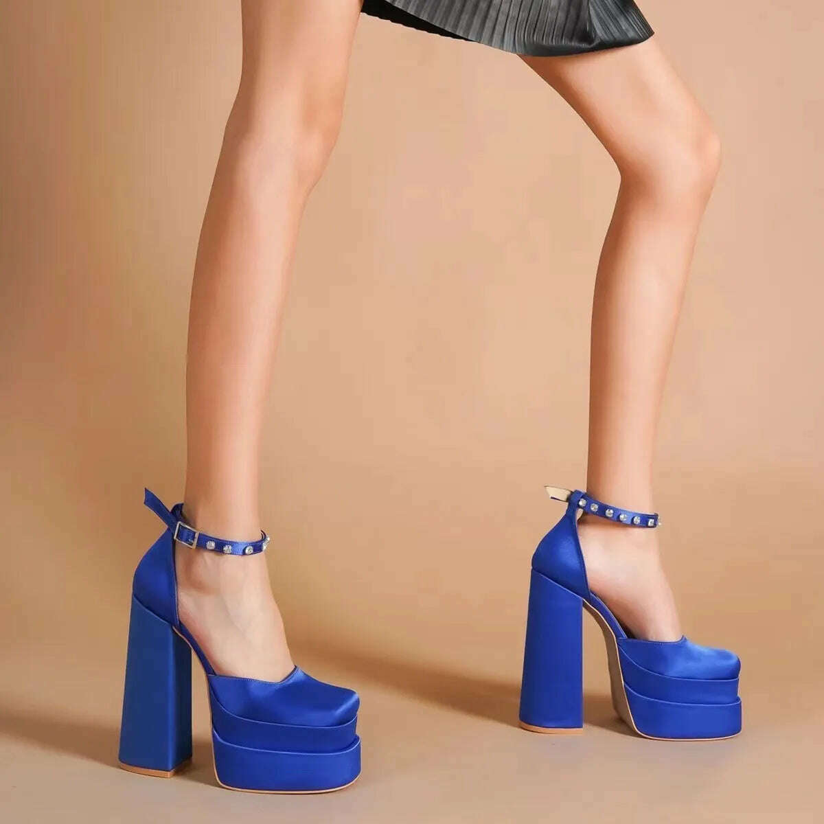 KIMLUD, New Brand Women Sandals Summer Shoes Sexy Thick High Heels Platform Black Red Yellow Dress Party Wedding Shoes Woman Pumps, blue / 36, KIMLUD APPAREL - Womens Clothes